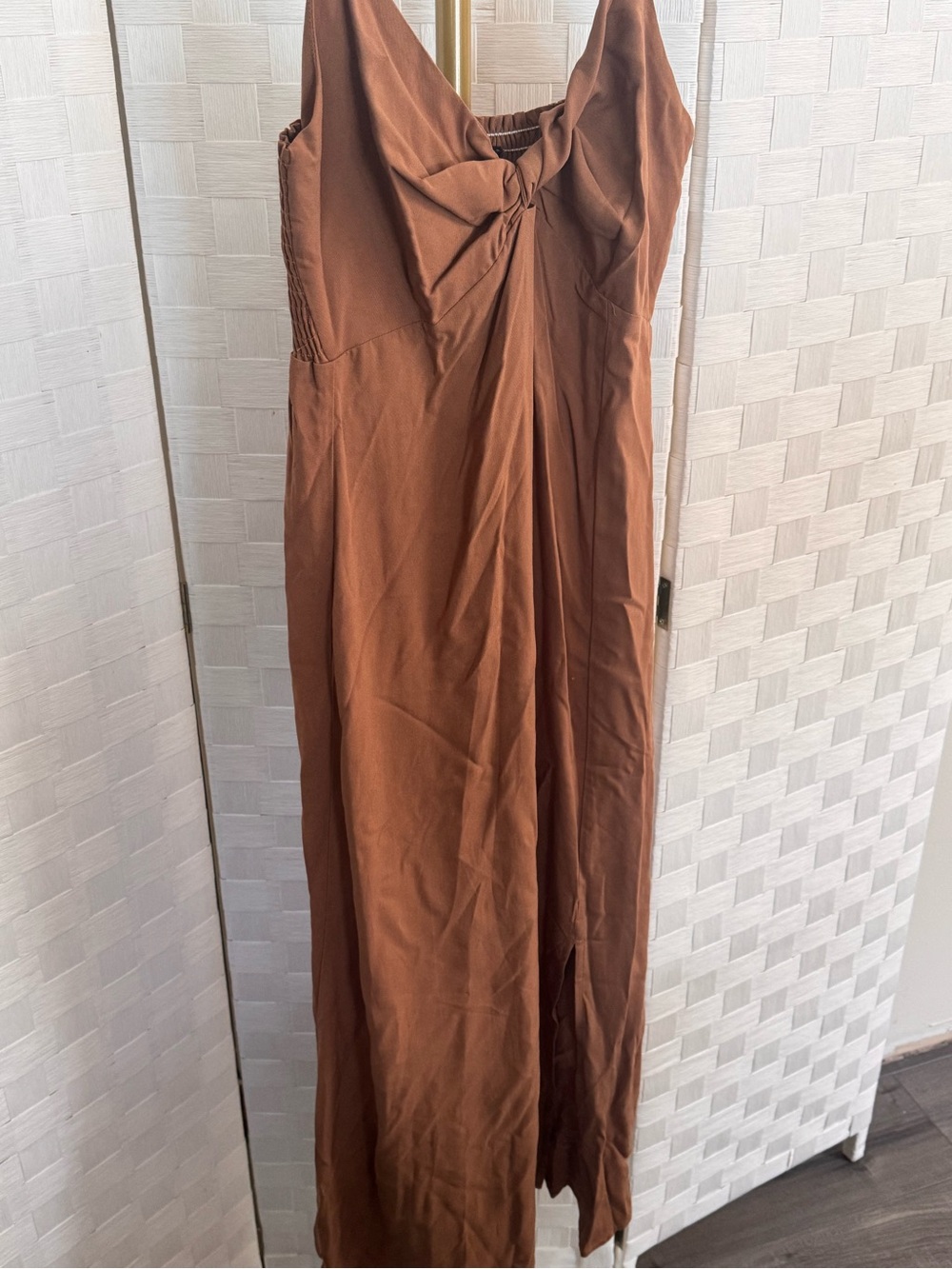 Final Touch Brown Midi Dress with Front Twist